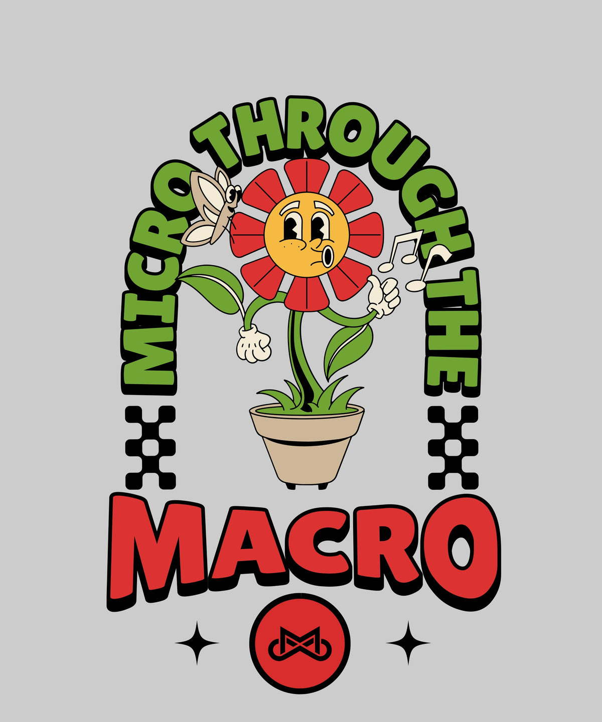 Flower Power Micro Through the Macro hoodie back print, full design view