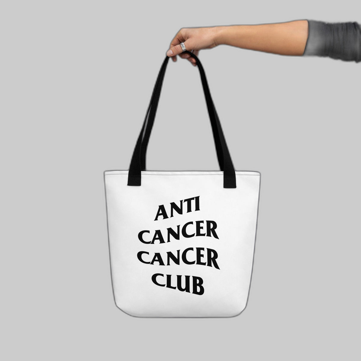 Anti cancer cancer club, show Your Courage, White Tote Bag for Cancer Awareness