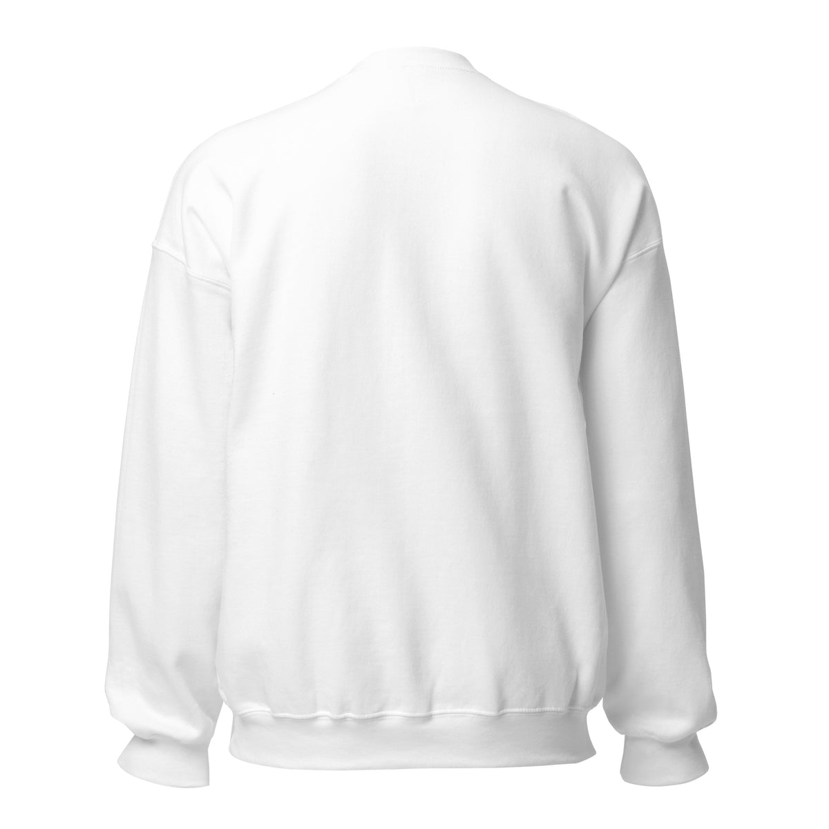CancerCulture® Club crewneck sweatshirt, black text front print, White, back view – cancer survivor gift