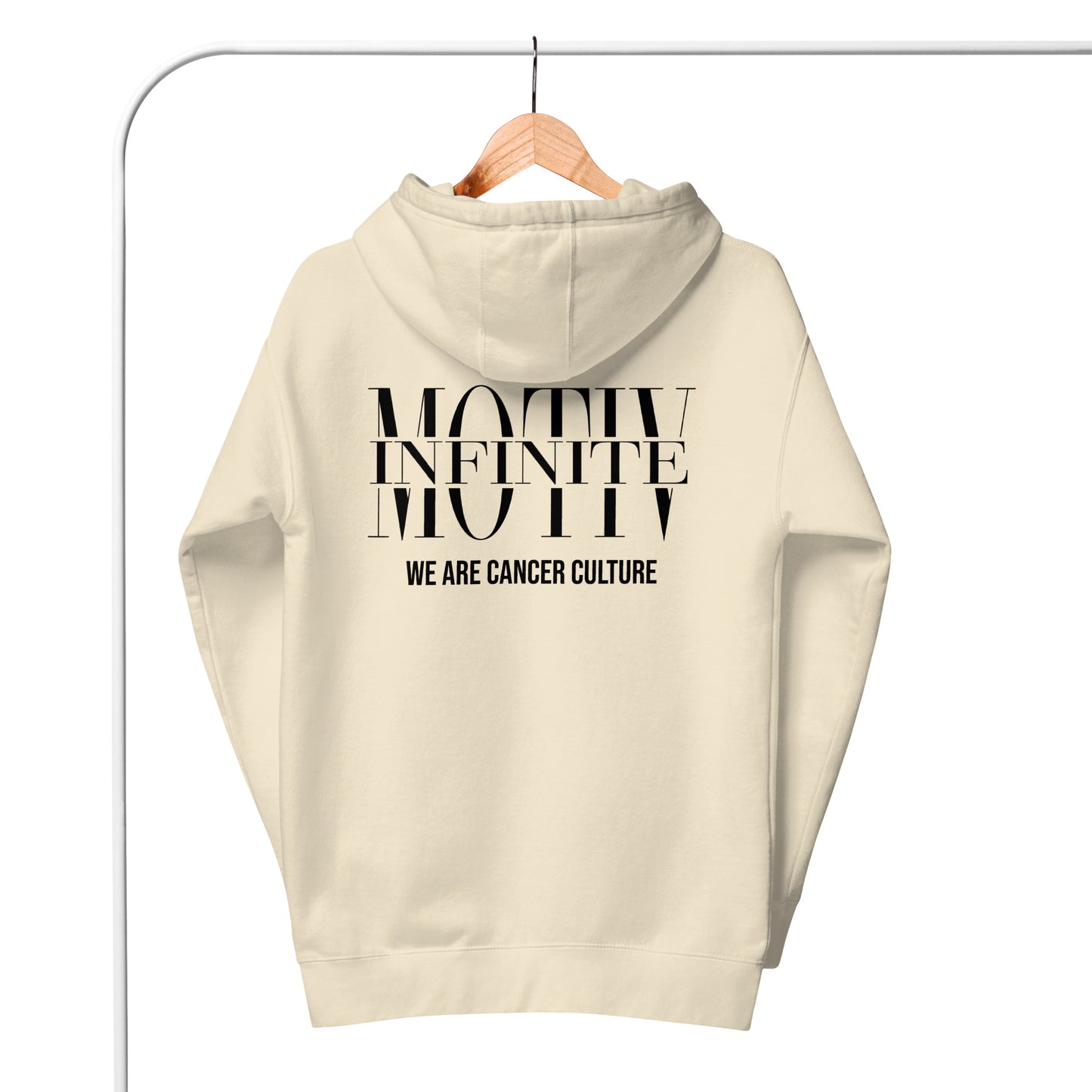 Unisex Stacked Motiv Black Text Hoodie by Infinite Motiv | Cozy, Casual layering for Every Season | Support Cancer Awareness