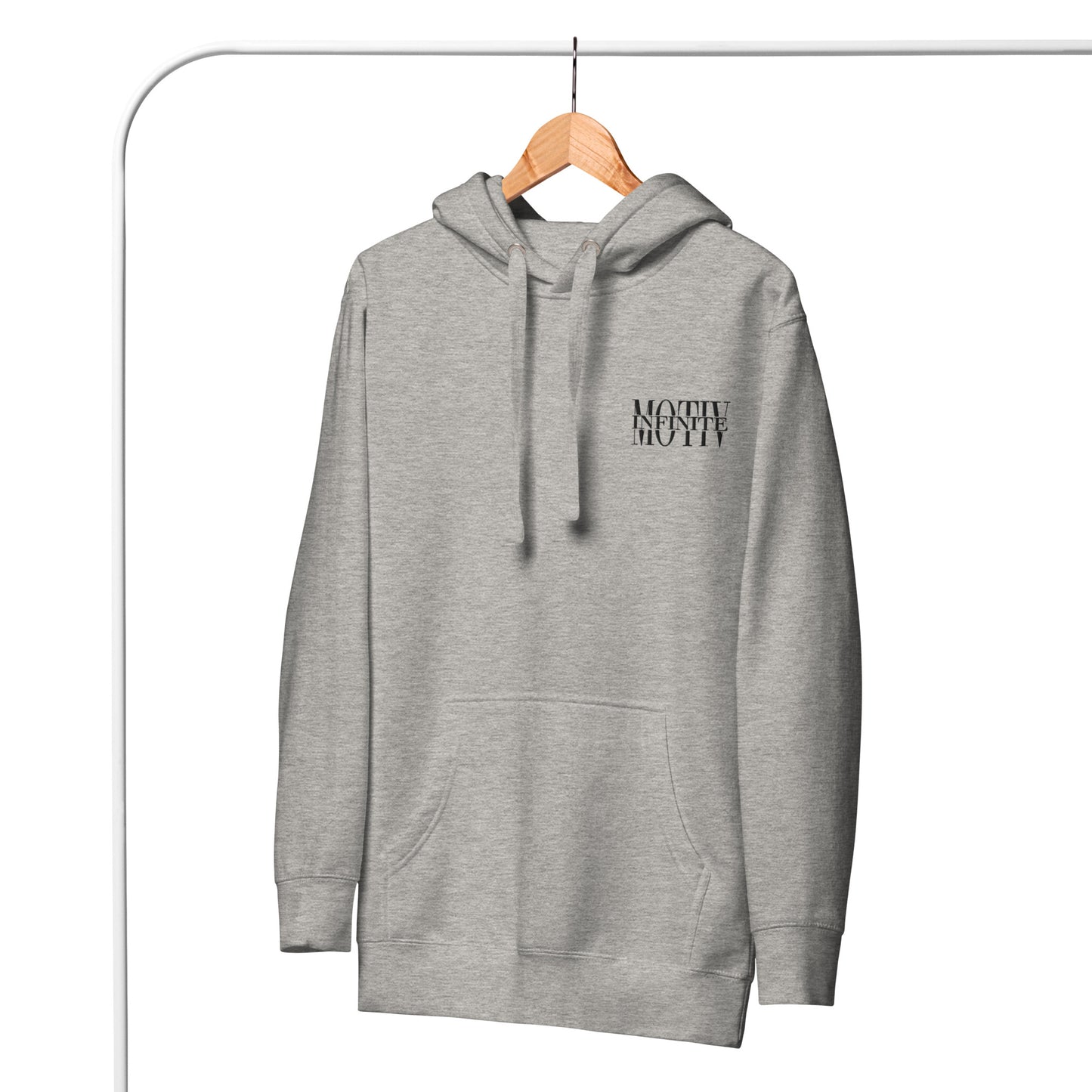 Unisex Stacked Motiv Black Text Hoodie by Infinite Motiv | Cozy, Casual layering for Every Season | Support Cancer Awareness