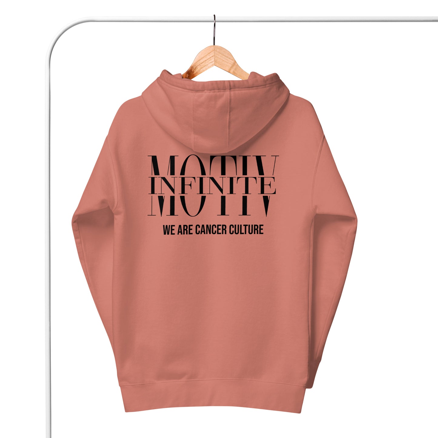 Unisex Stacked Motiv Black Text Hoodie by Infinite Motiv | Cozy, Casual layering for Every Season | Support Cancer Awareness