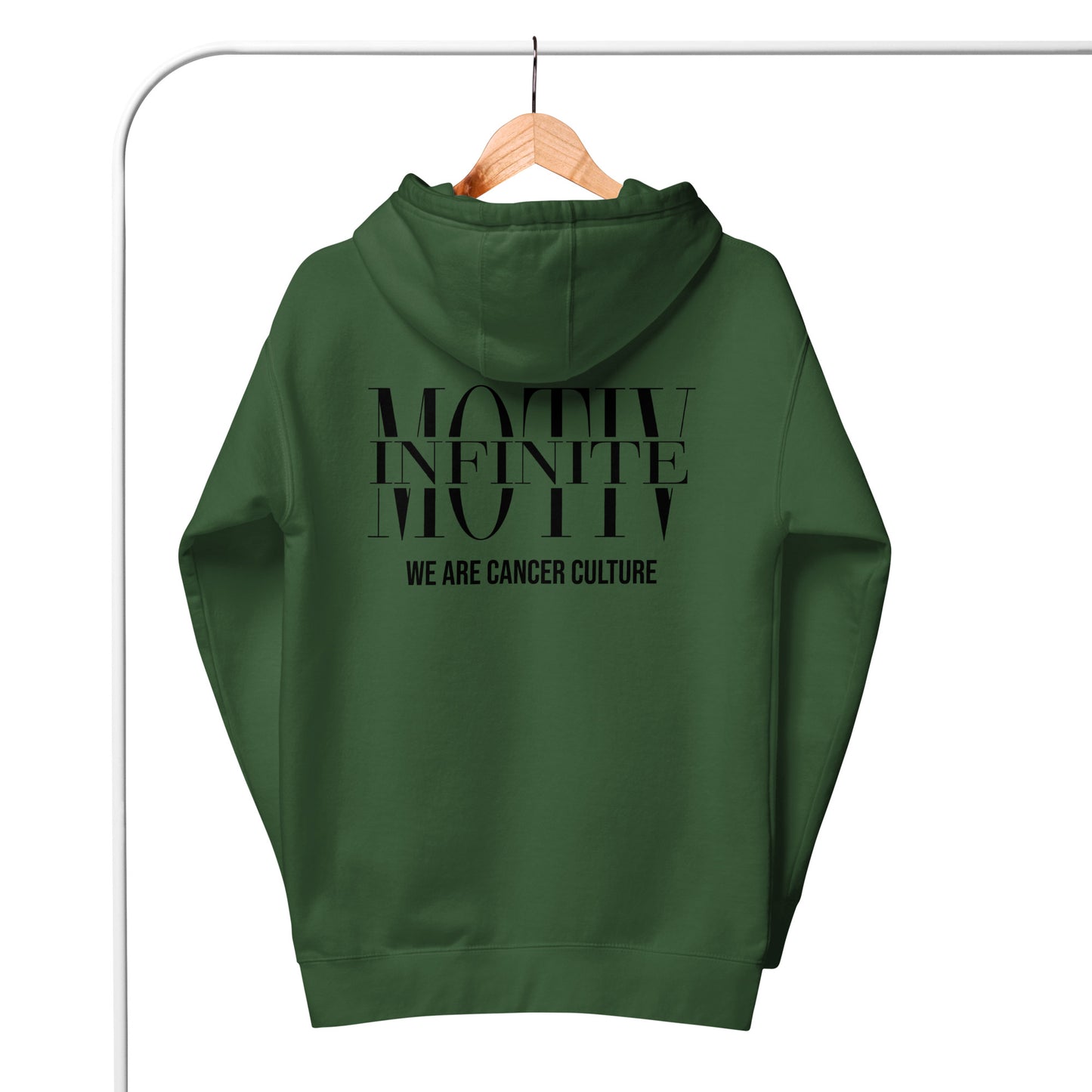 Unisex Stacked Motiv Black Text Hoodie by Infinite Motiv | Cozy, Casual layering for Every Season | Support Cancer Awareness