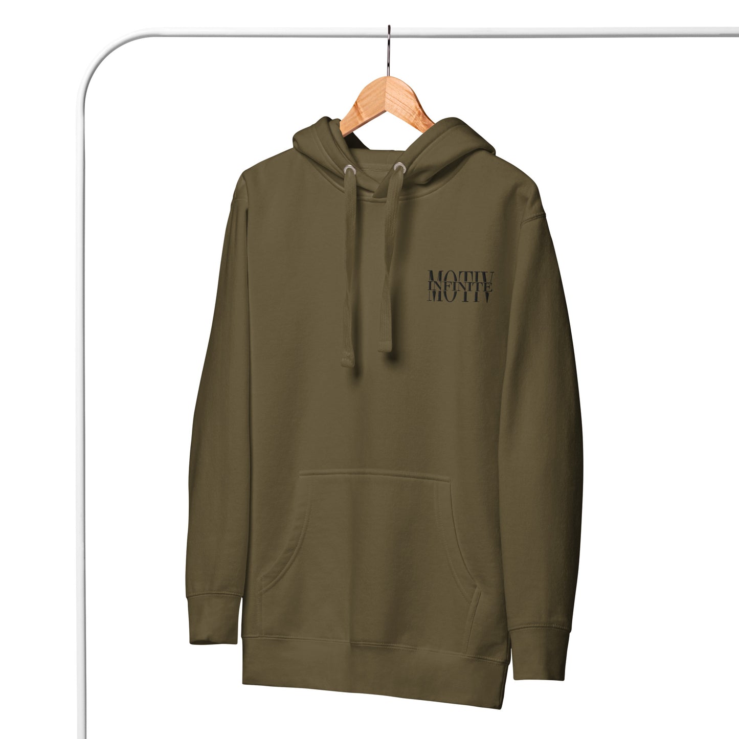 Unisex Stacked Motiv Black Text Hoodie by Infinite Motiv | Cozy, Casual layering for Every Season | Support Cancer Awareness