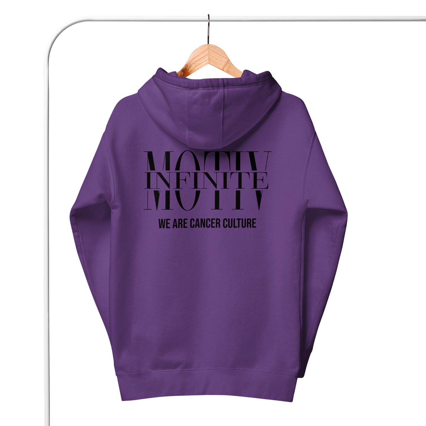 Unisex Stacked Motiv Black Text Hoodie by Infinite Motiv | Cozy, Casual layering for Every Season | Support Cancer Awareness