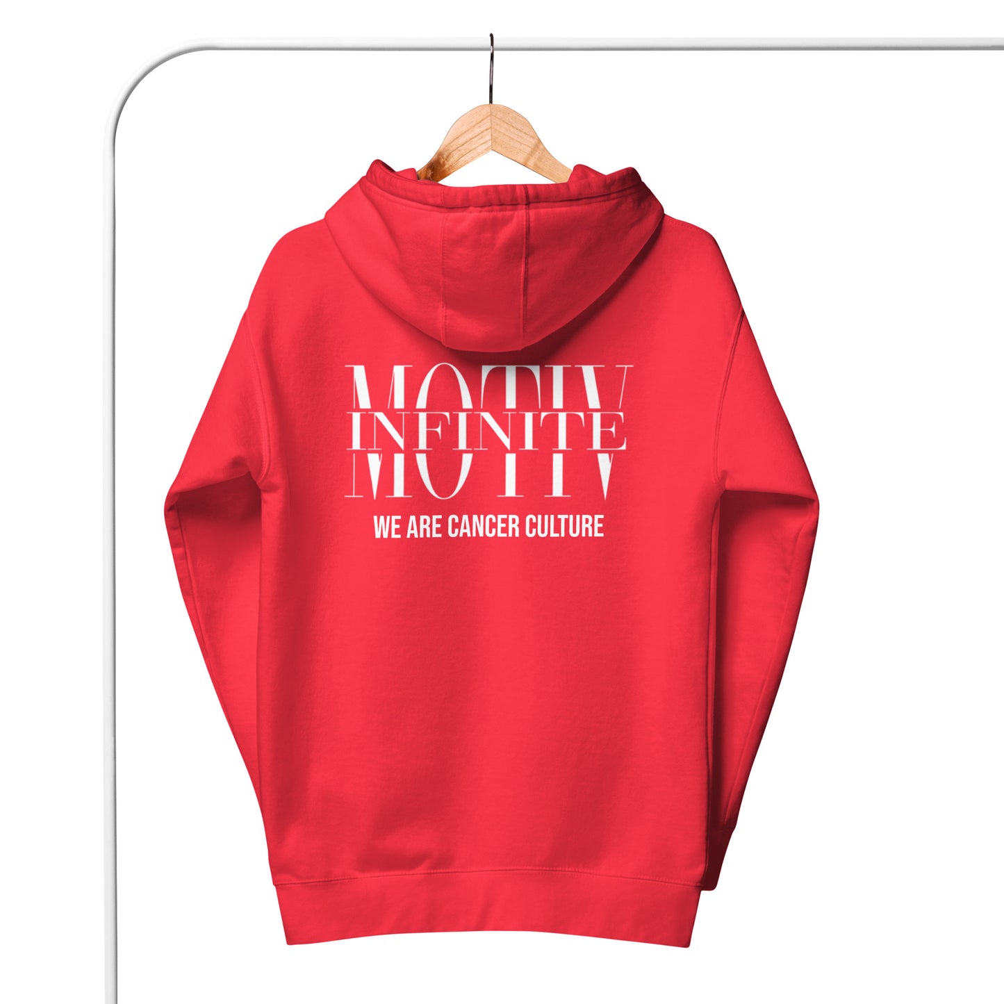 Unisex Stacked Motiv White Text Hoodie by Infinite Motiv | Cozy, Casual Layering for Every Season | Support Cancer Awareness