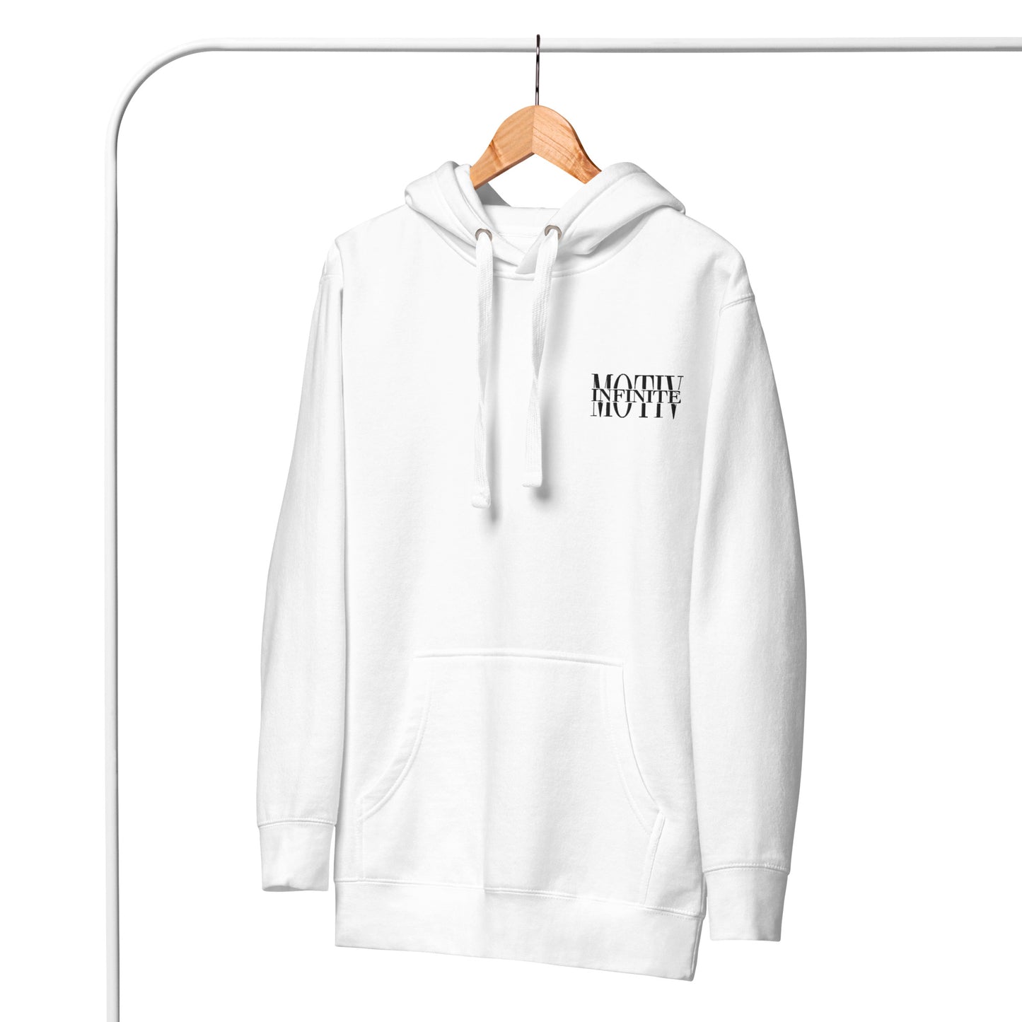 Unisex Stacked Motiv Black Text Hoodie by Infinite Motiv | Cozy, Casual layering for Every Season | Support Cancer Awareness