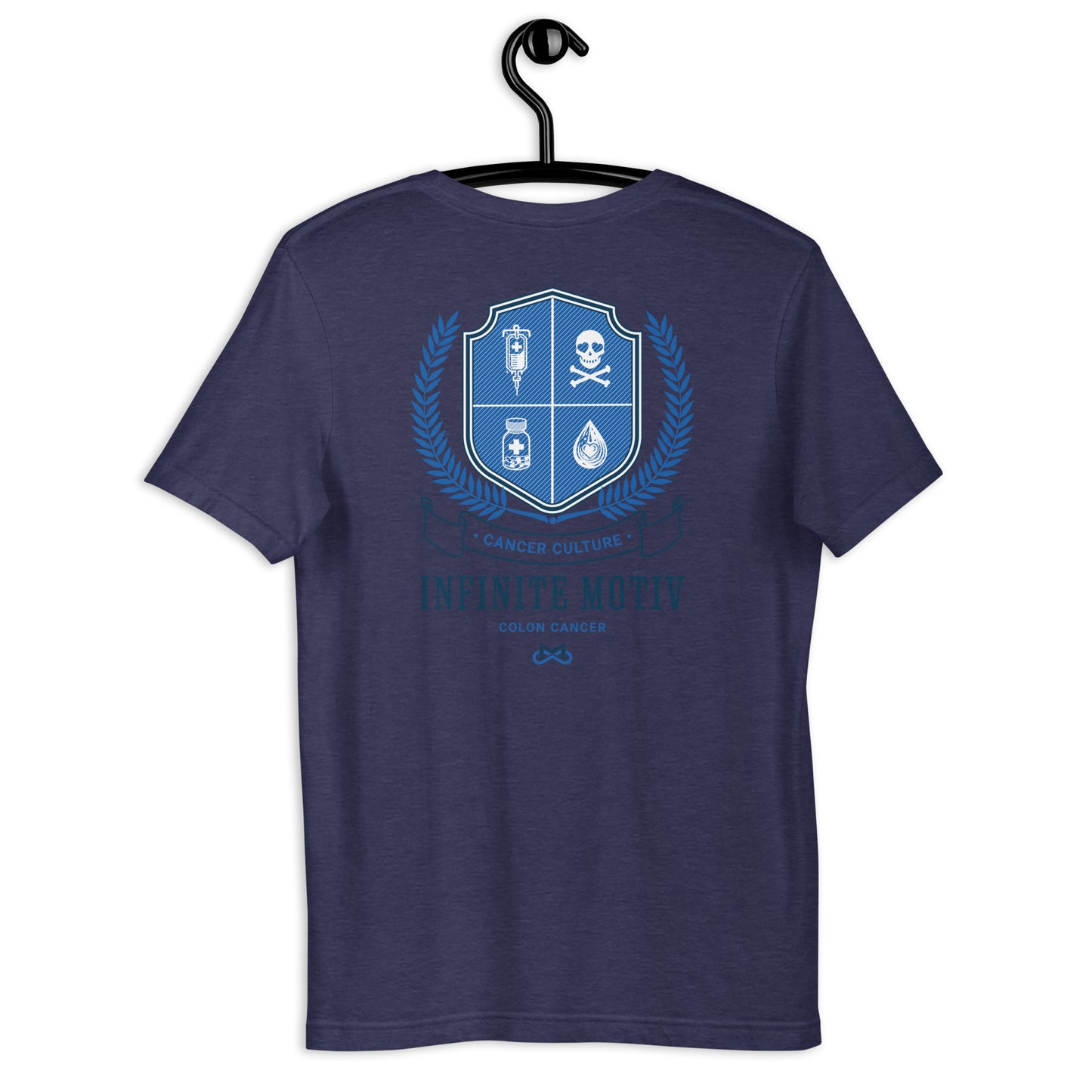 Unisex Colon Cancer Crest Embroidered T-Shirt by Infinite Motiv | Comfortable, Stylish Support for Colon Cancer