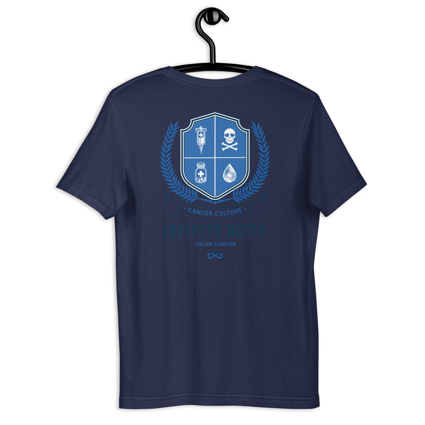 Unisex Colon Cancer Crest Embroidered T-Shirt by Infinite Motiv | Comfortable, Stylish Support for Colon Cancer