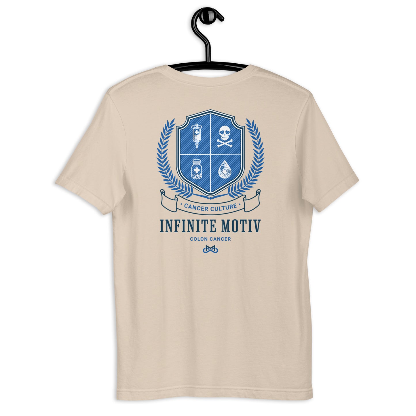 Unisex Colon Cancer Crest Embroidered T-Shirt by Infinite Motiv | Comfortable, Stylish Support for Colon Cancer