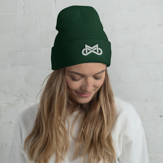 Unisex Infinite Motiv White Cuffed Beanie