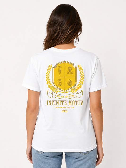 Unisex Childhood Cancer Crest Embroidered T-Shirt by Infinite Motiv