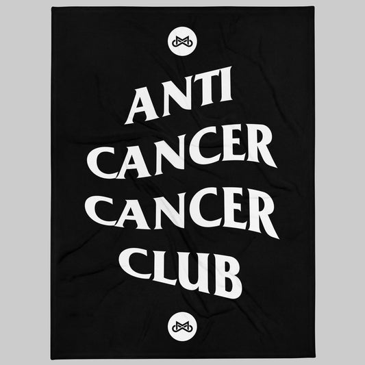 Anti-Cancer Cancer Club throw blanket flat full-print on gray
