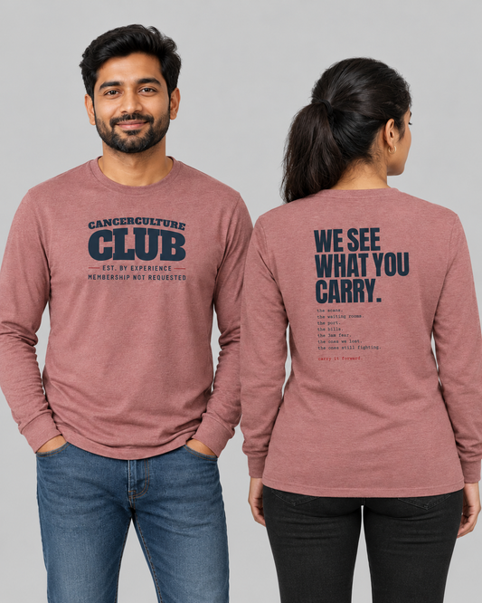 CancerCulture® Club Long Sleeve, Black Text | We See What You Carry