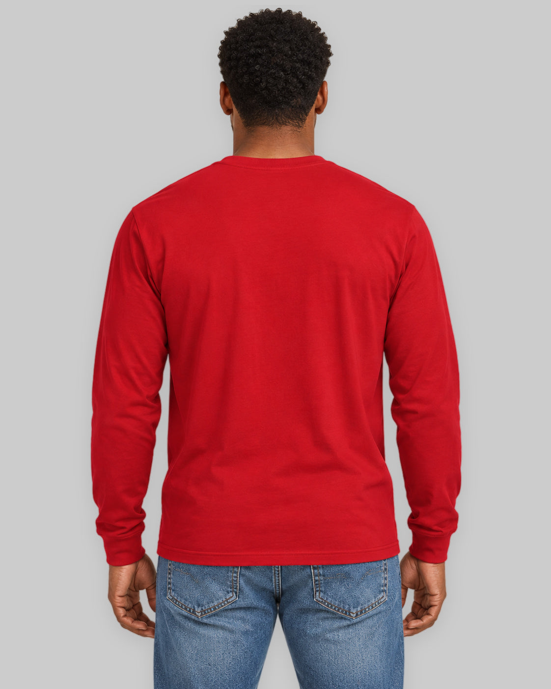CancerCulture® Club long sleeve, white text front print, Red, back view – cancer survivor gift