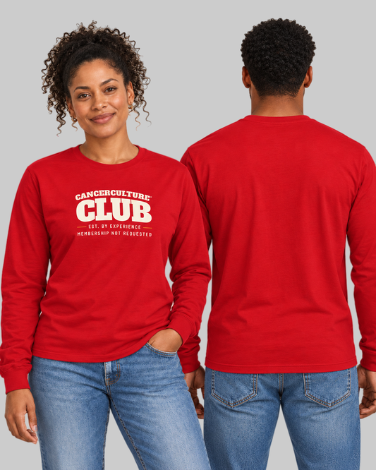 CancerCulture® Club Long Sleeve, White Text (Front Print)