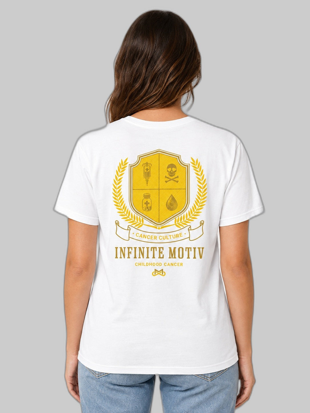 Unisex Childhood Cancer Crest Embroidered T-Shirt by Infinite Motiv
