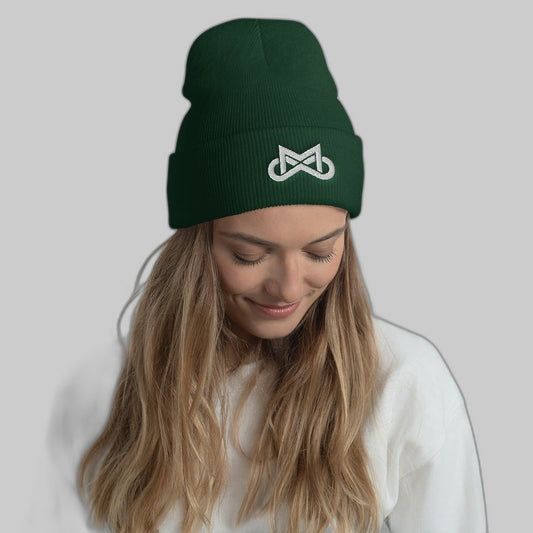 Unisex Infinite Motiv White Cuffed Beanie
