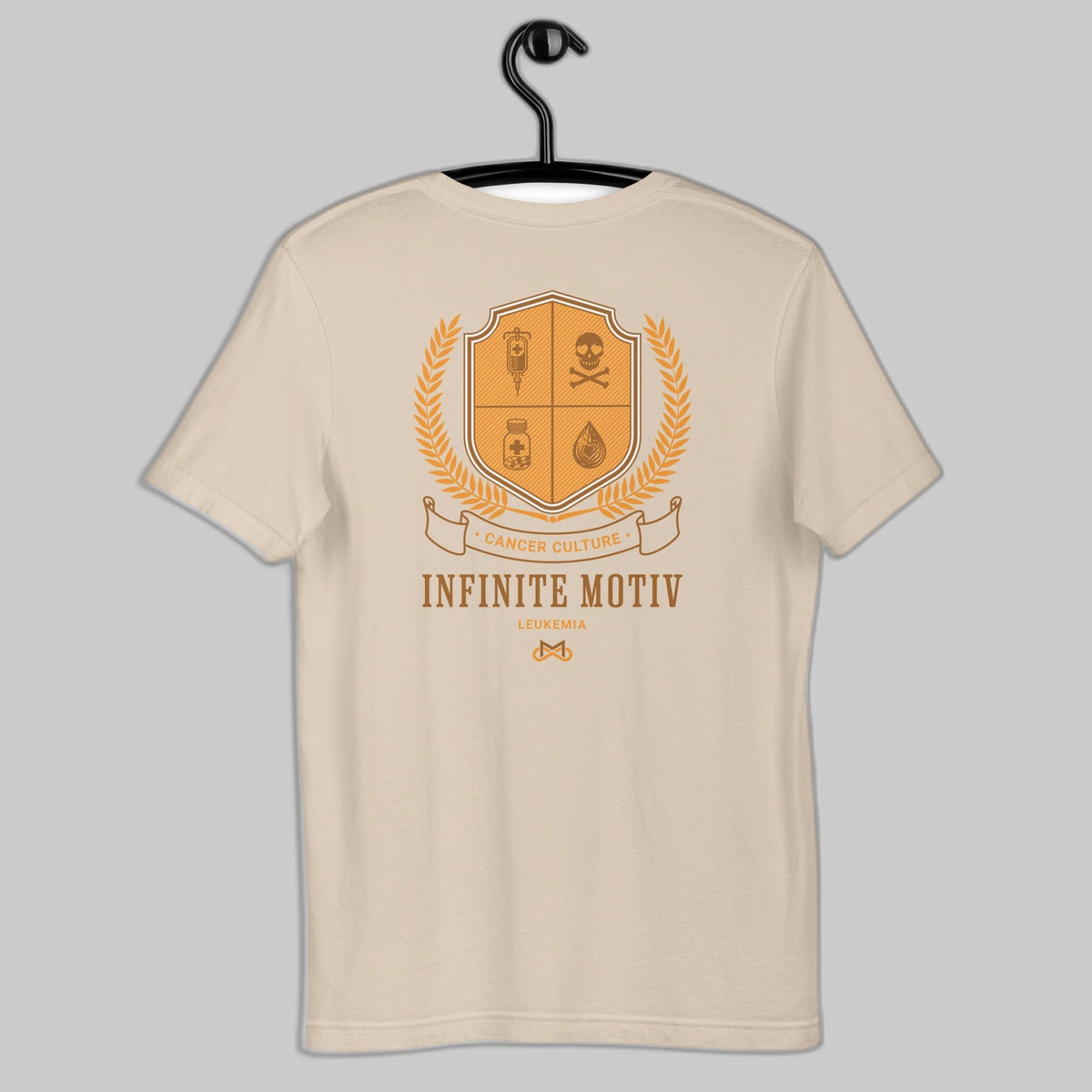 Leukemia t-shirt, Crest embroidered tee, Soft Cream | CancerCulture® Infinite Motiv®