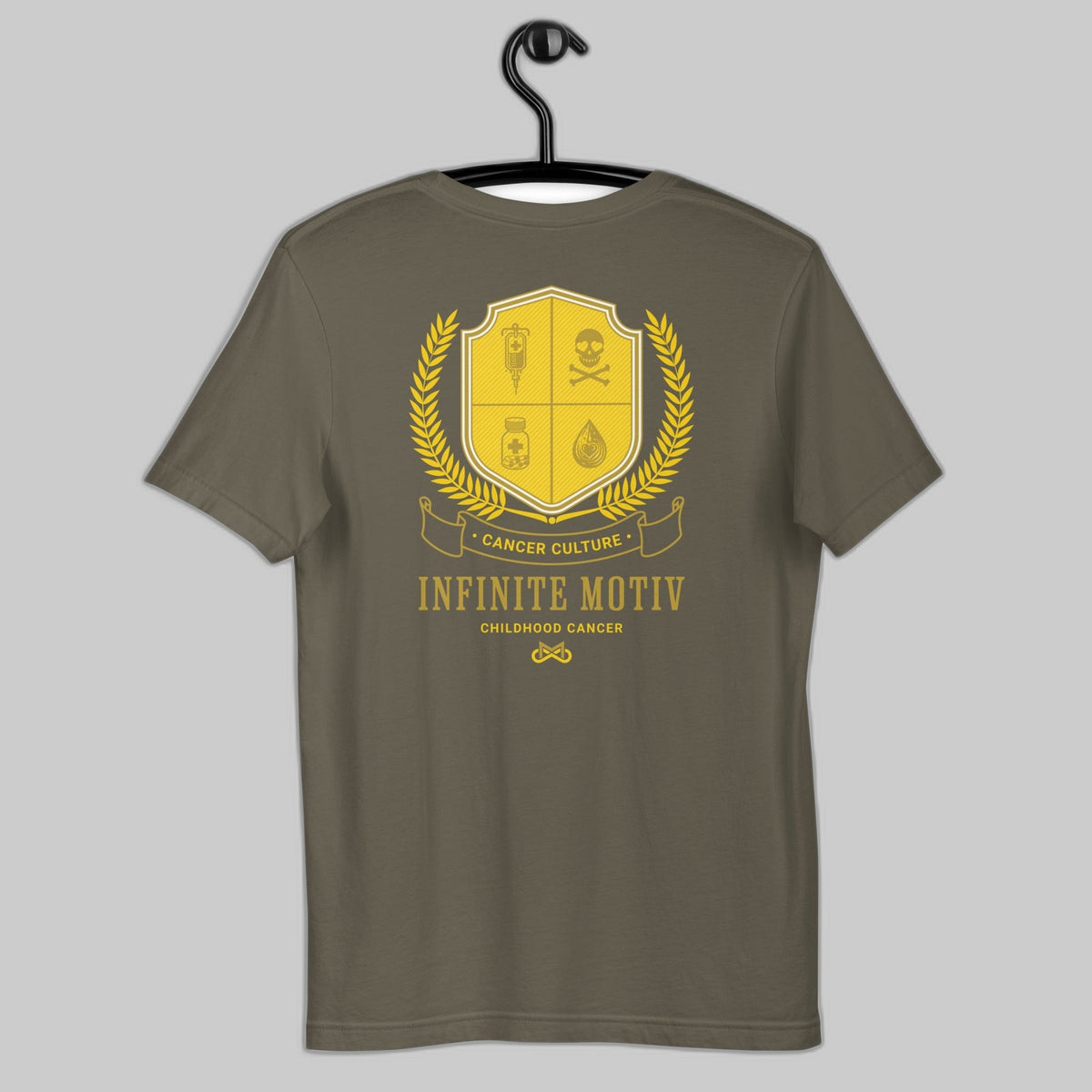 Unisex Childhood Cancer Crest Embroidered T-Shirt by Infinite Motiv