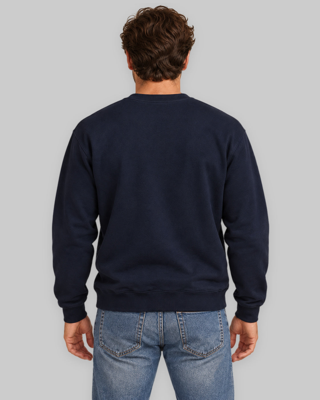 CancerCulture® Club crewneck sweatshirt, white text front print, Navy, back view – cancer survivor gift
