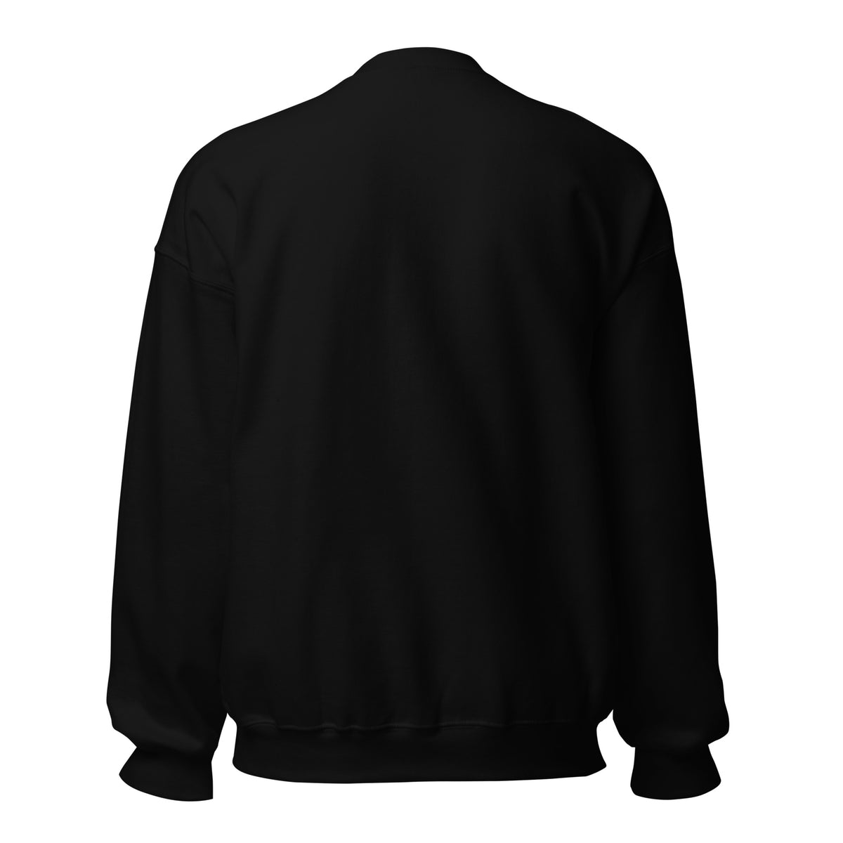 CancerCulture® Club crewneck sweatshirt, white text front print, Black, back view – cancer survivor gift