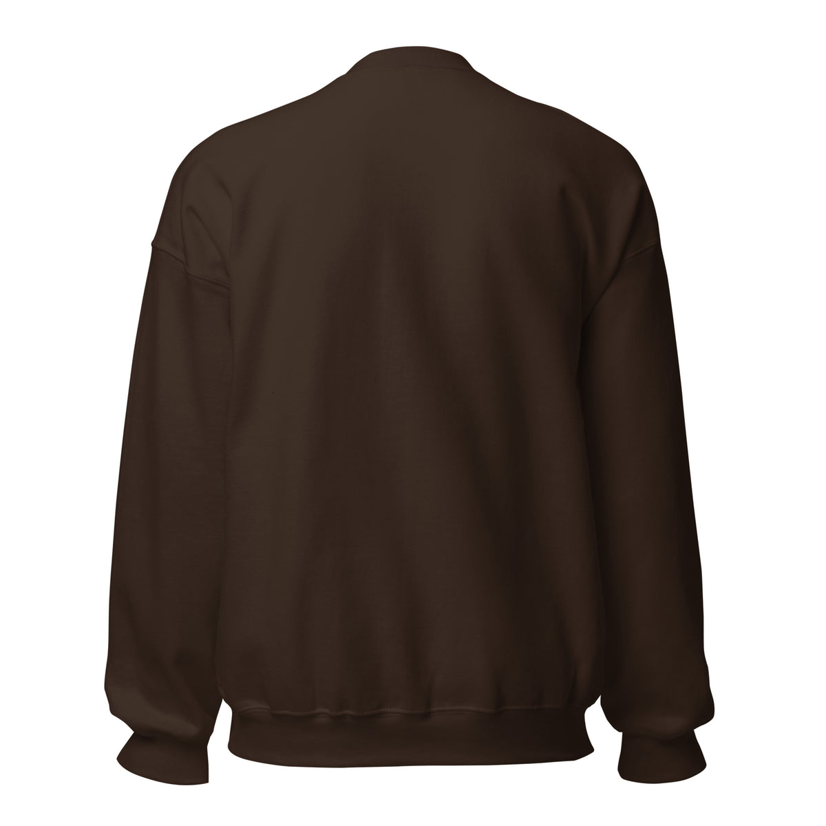 CancerCulture® Club crewneck sweatshirt, white text front print, Dark Chocolate, back view – cancer survivor gift