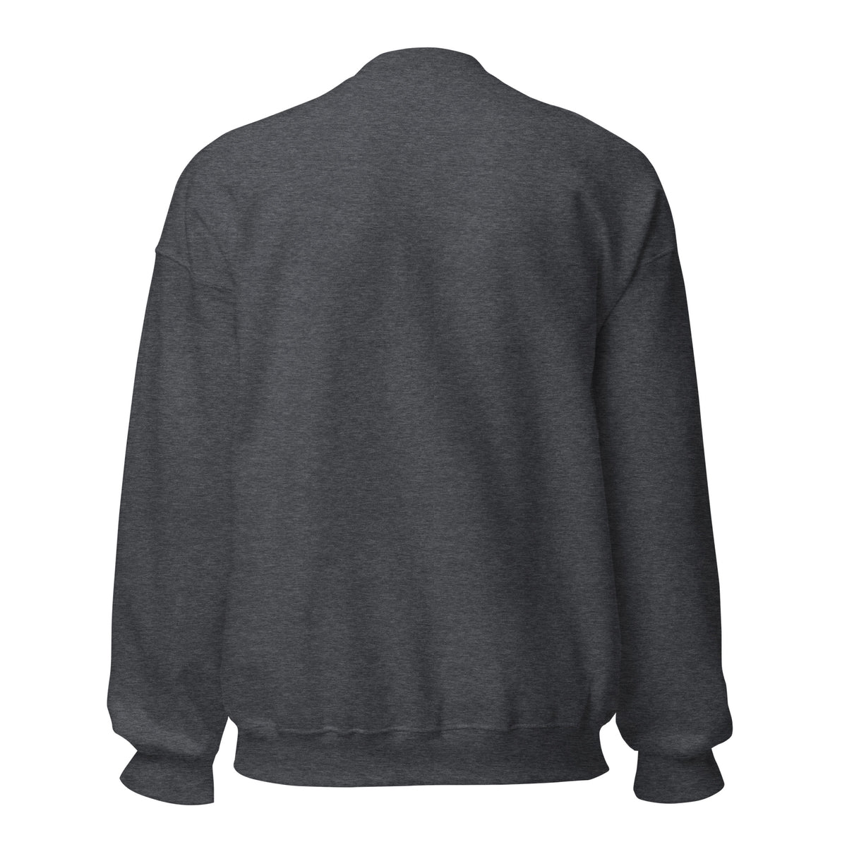 CancerCulture® Club crewneck sweatshirt, white text front print, Dark Heather, back view – cancer survivor gift