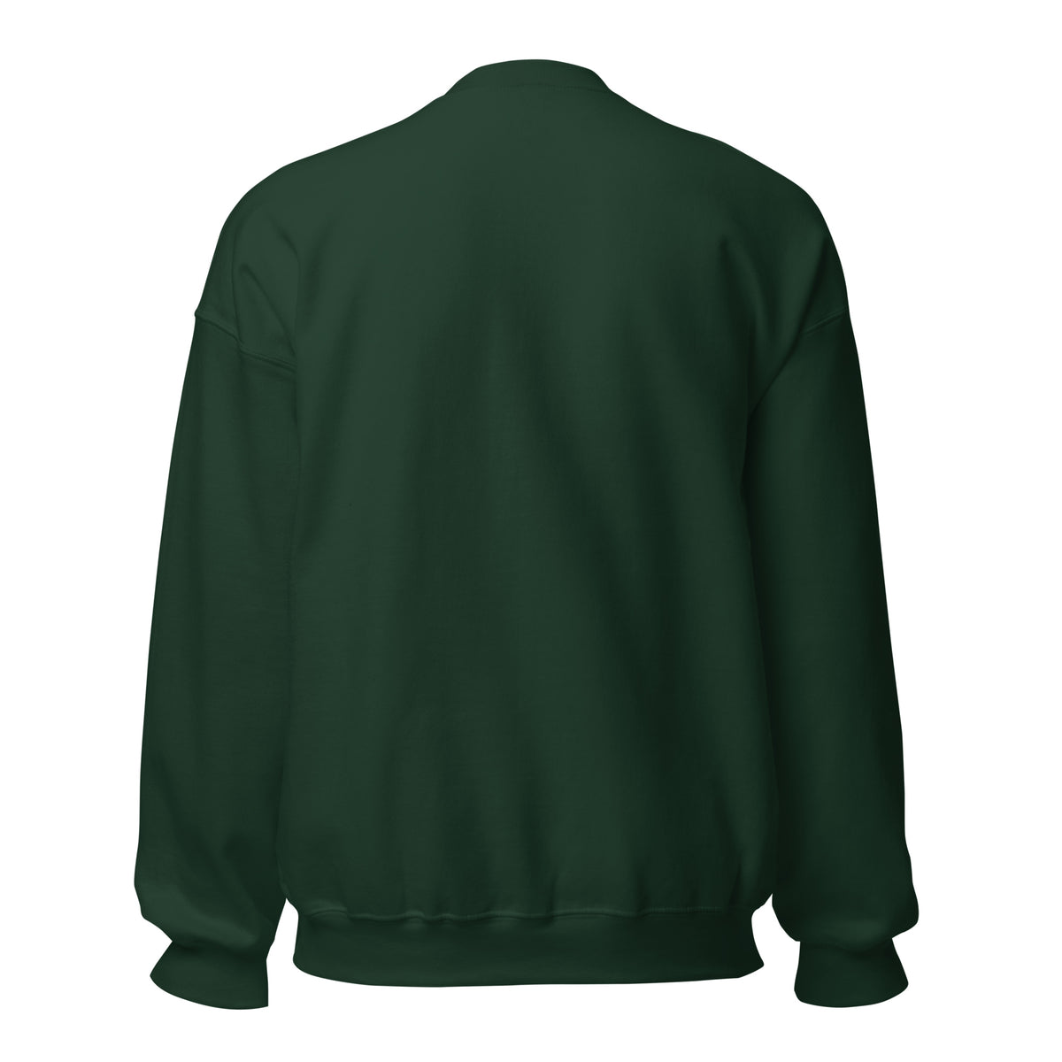 CancerCulture® Club crewneck sweatshirt, white text front print, Forest Green, back view – cancer survivor gift
