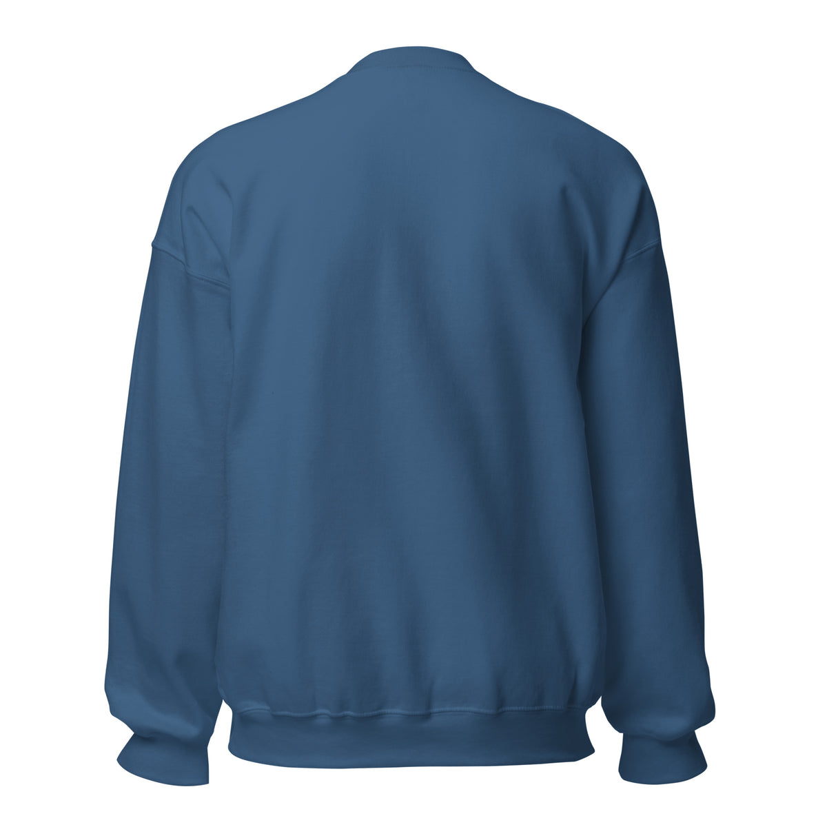 CancerCulture® Club crewneck sweatshirt, white text front print, Indigo Blue, back view – cancer survivor gift