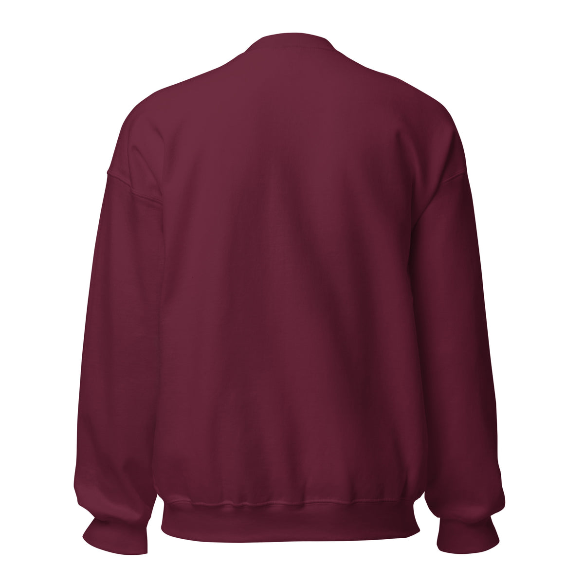 CancerCulture® Club crewneck sweatshirt, white text front print, Maroon, back view – cancer survivor gift