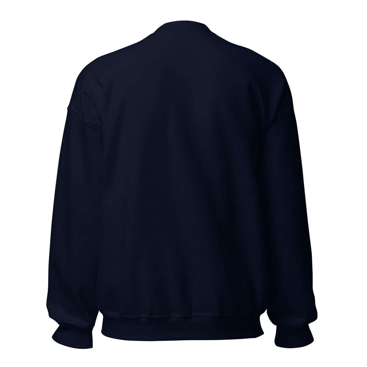 CancerCulture® Club crewneck sweatshirt, white text front print, Navy, back view – cancer survivor gift