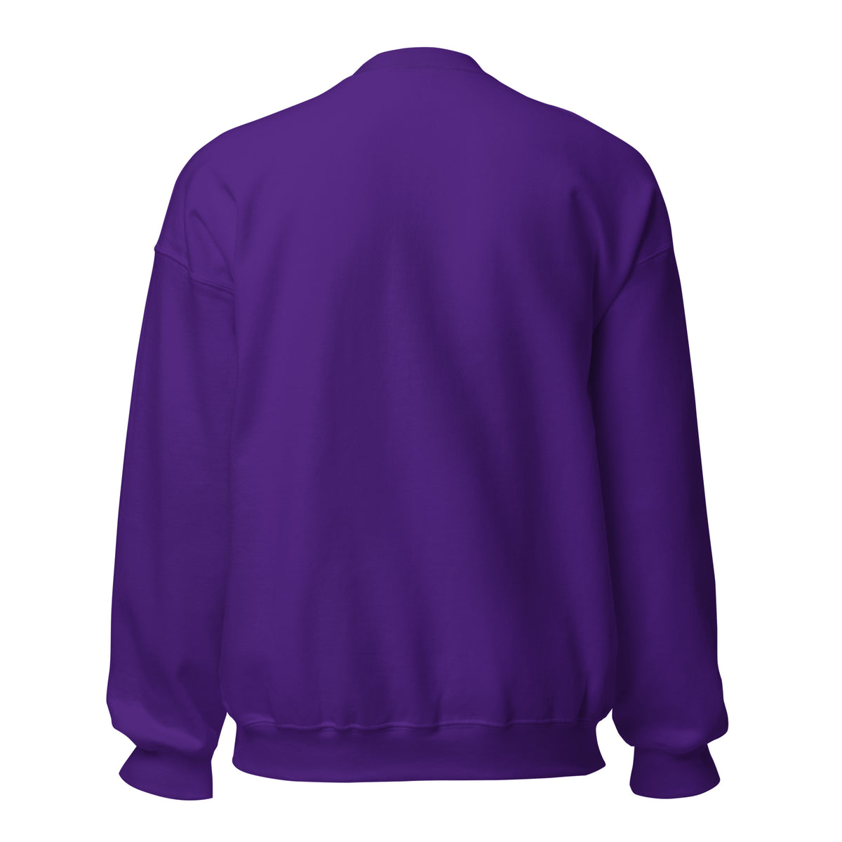 CancerCulture® Club crewneck sweatshirt, white text front print, Purple, back view – cancer survivor gift