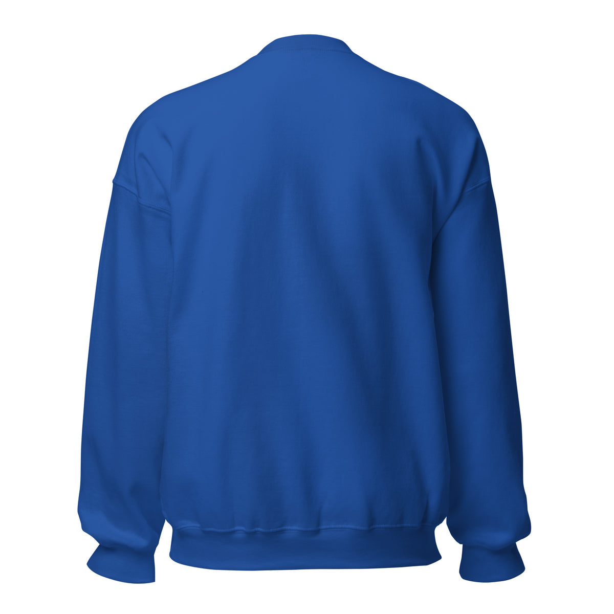 CancerCulture® Club crewneck sweatshirt, white text front print, Royal, back view – cancer survivor gift