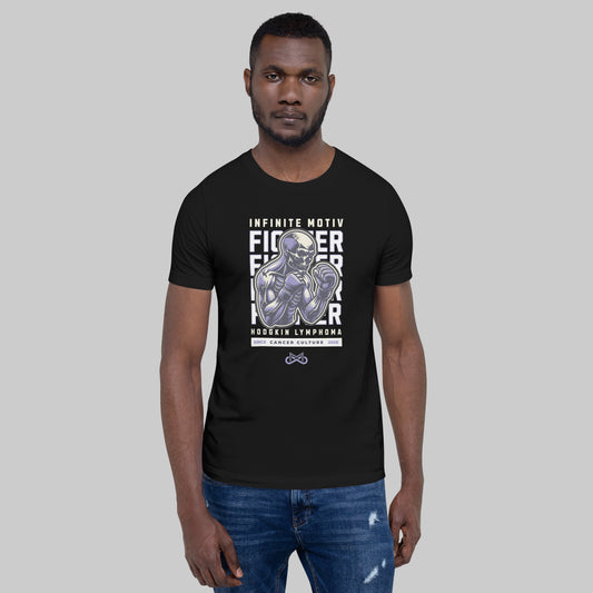 Hodgkin Lymphoma Unisex T-Shirt, black, front view on man model, INFINITE motiv