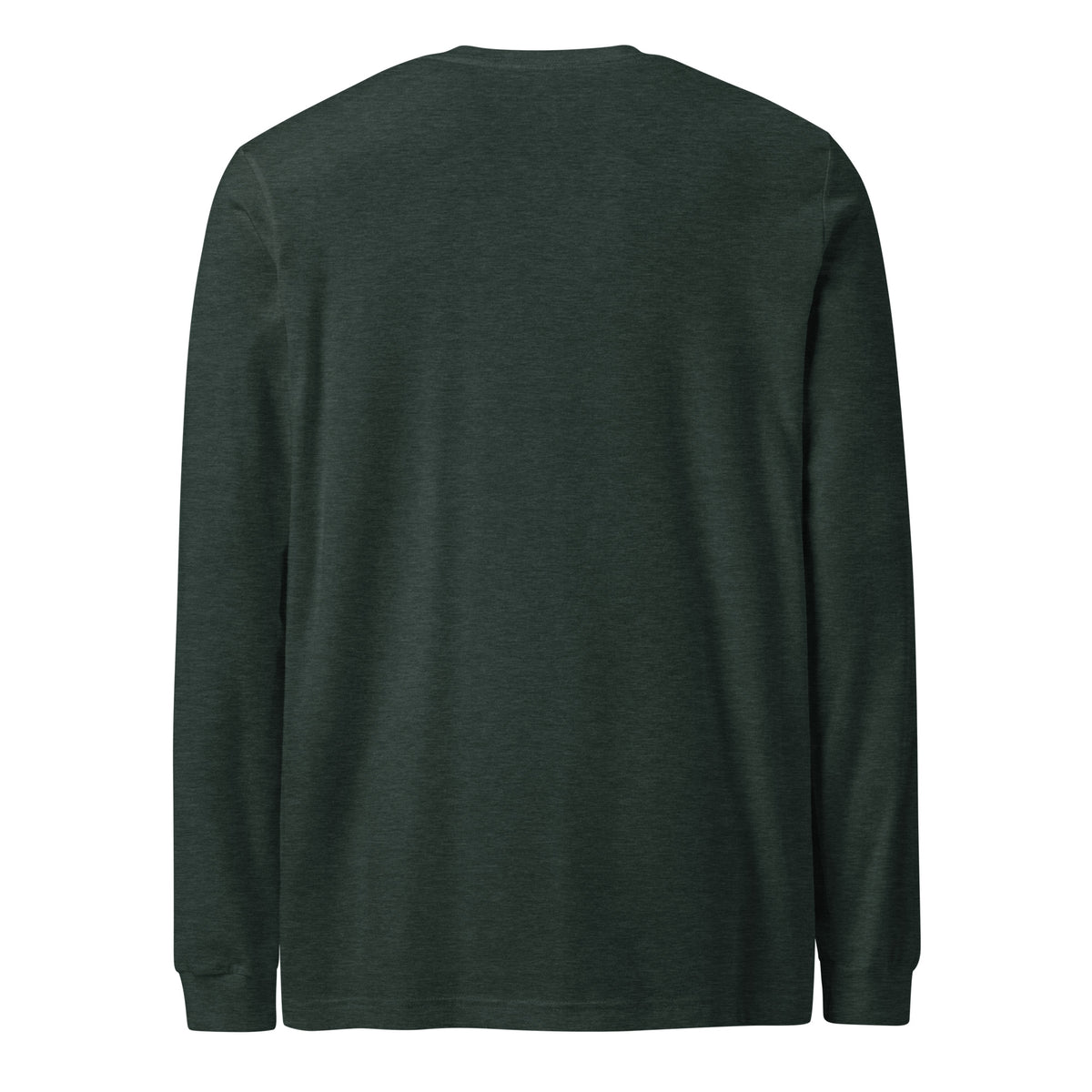 CancerCulture® Club long sleeve, white text front print, Heather Forest, back view – cancer survivor gift