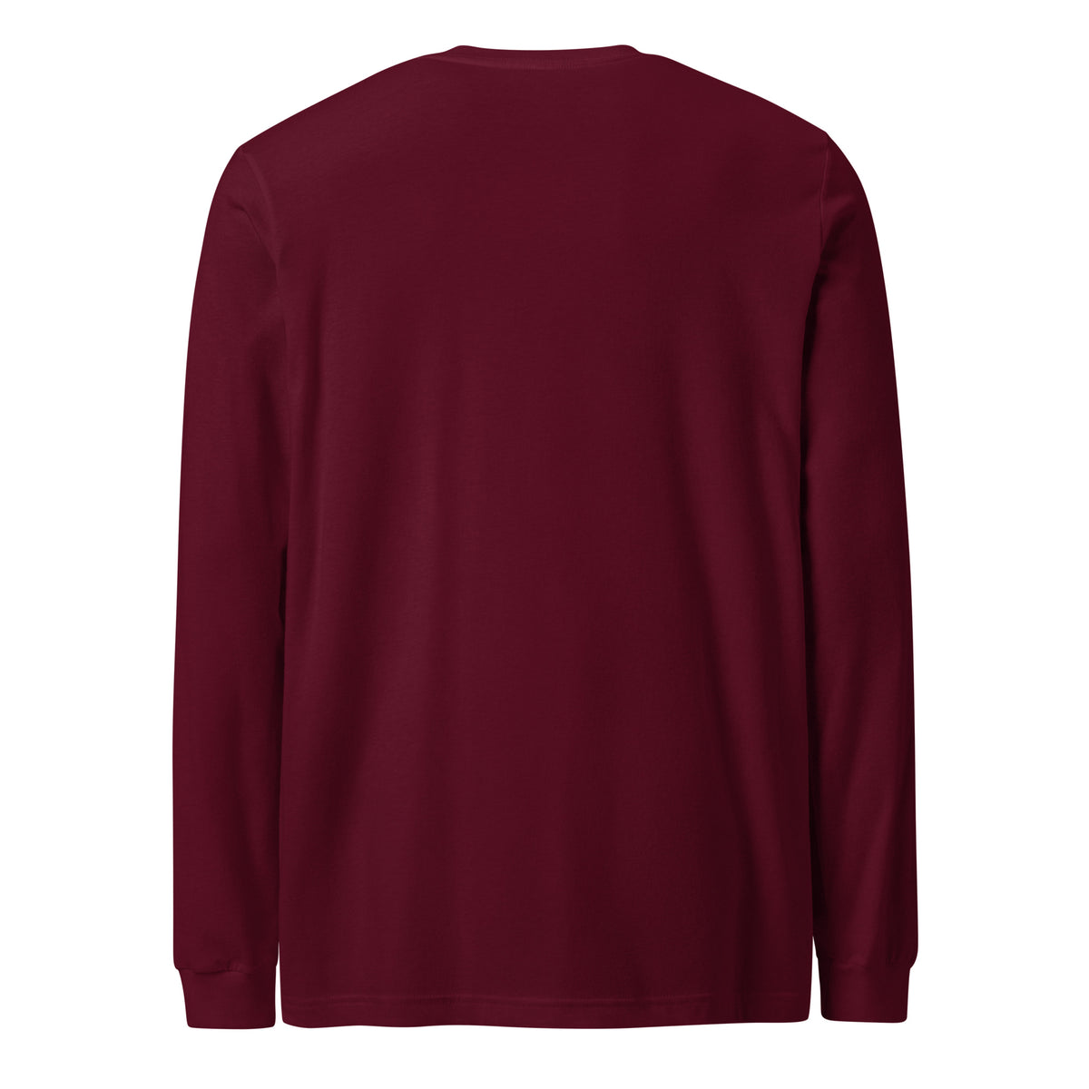 CancerCulture® Club long sleeve, white text front print, Maroon, back view – cancer survivor gift