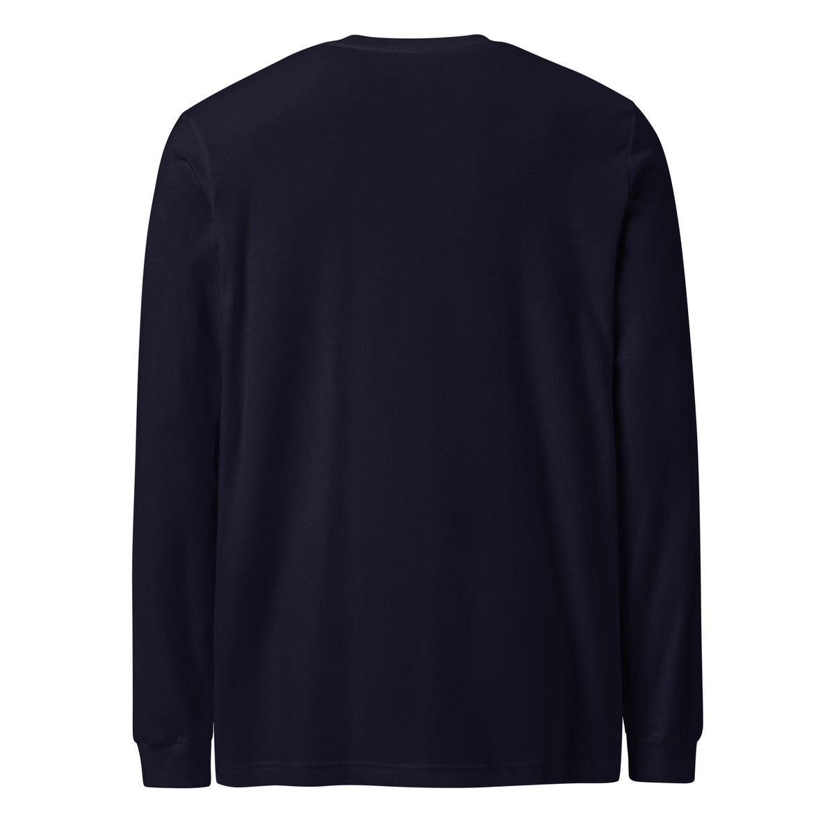 CancerCulture® Club long sleeve, white text front print, Navy, back view – cancer survivor gift