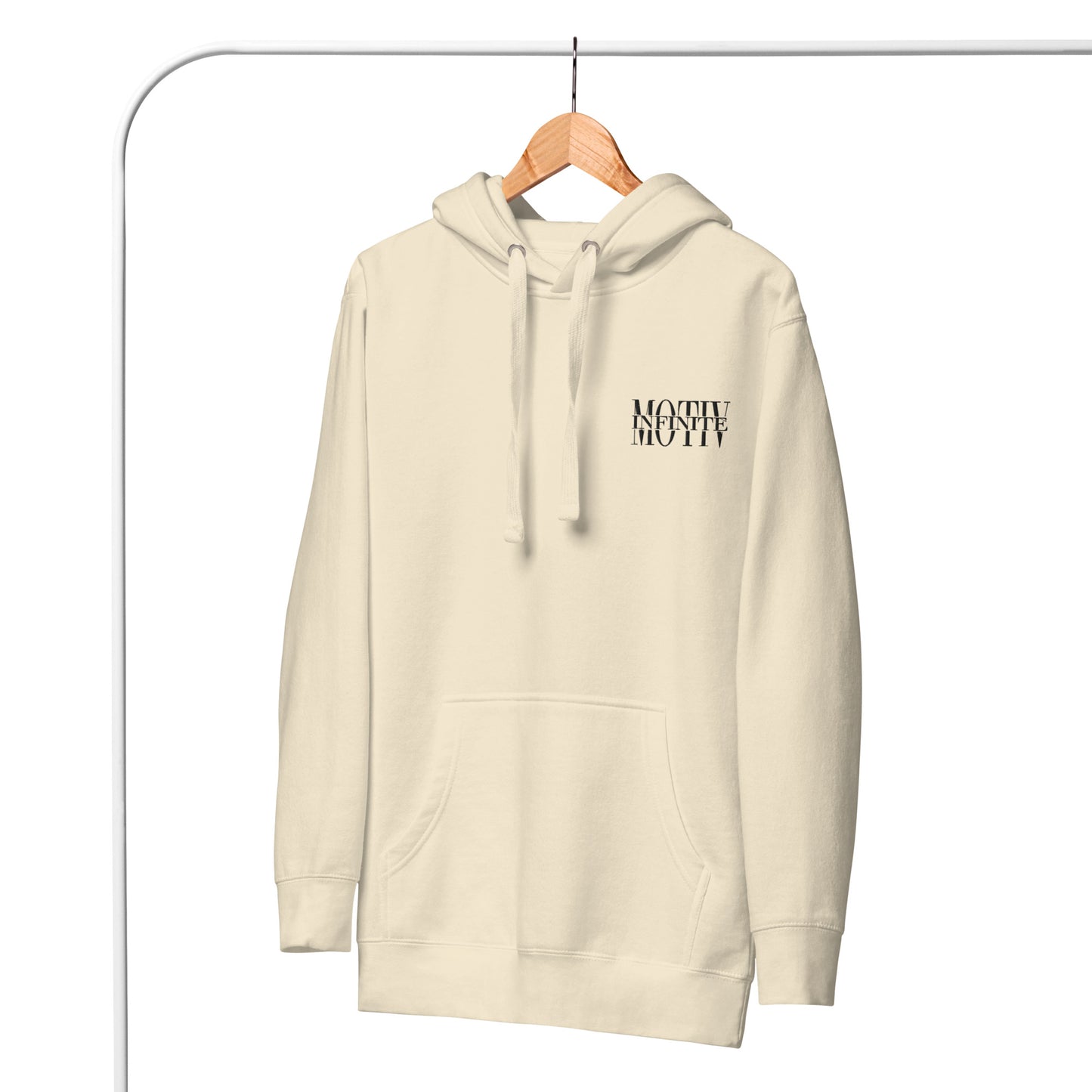Unisex Stacked Motiv Black Text Hoodie by Infinite Motiv | Cozy, Casual layering for Every Season | Support Cancer Awareness