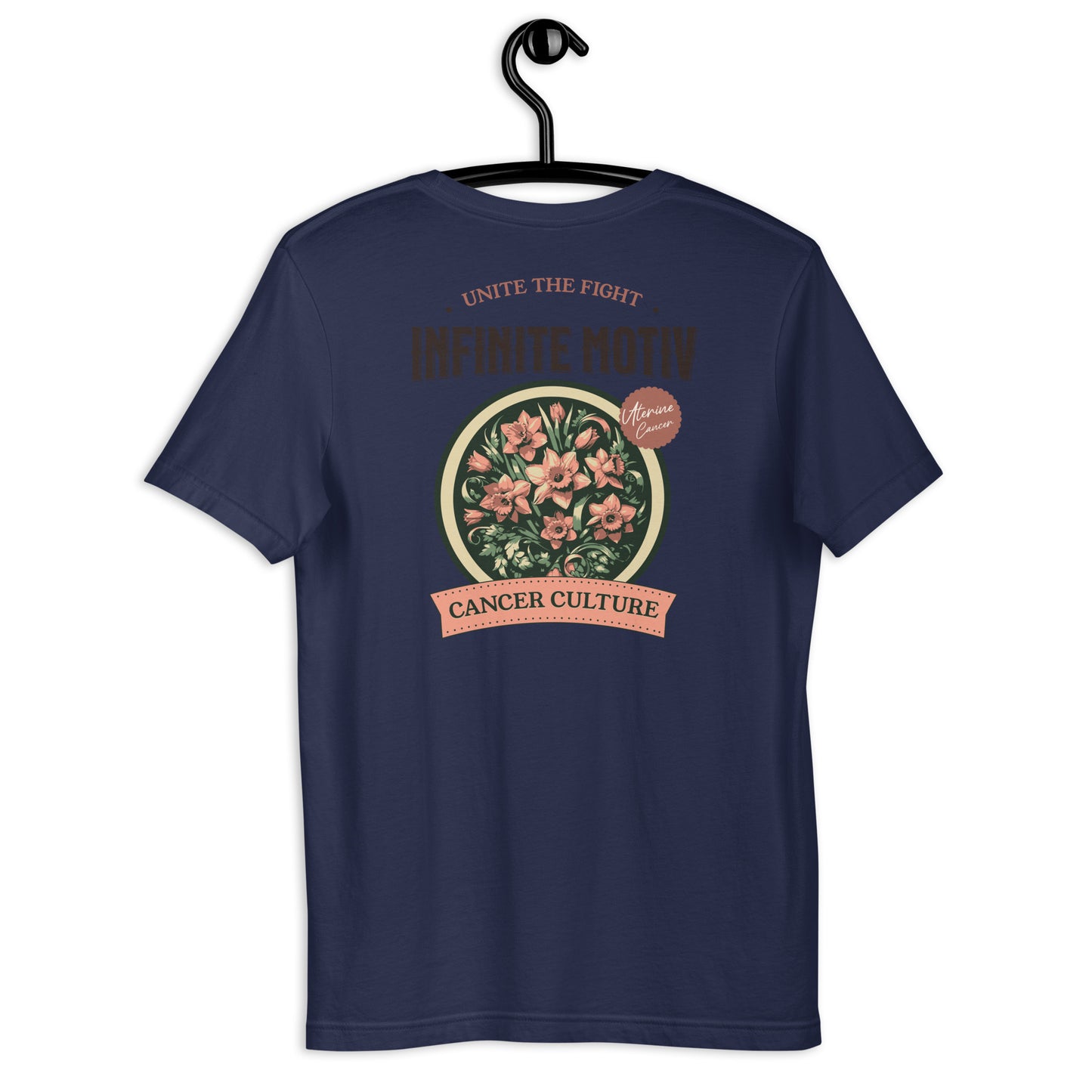 Unisex Uterine Cancer Flower Embroidered T-shirt