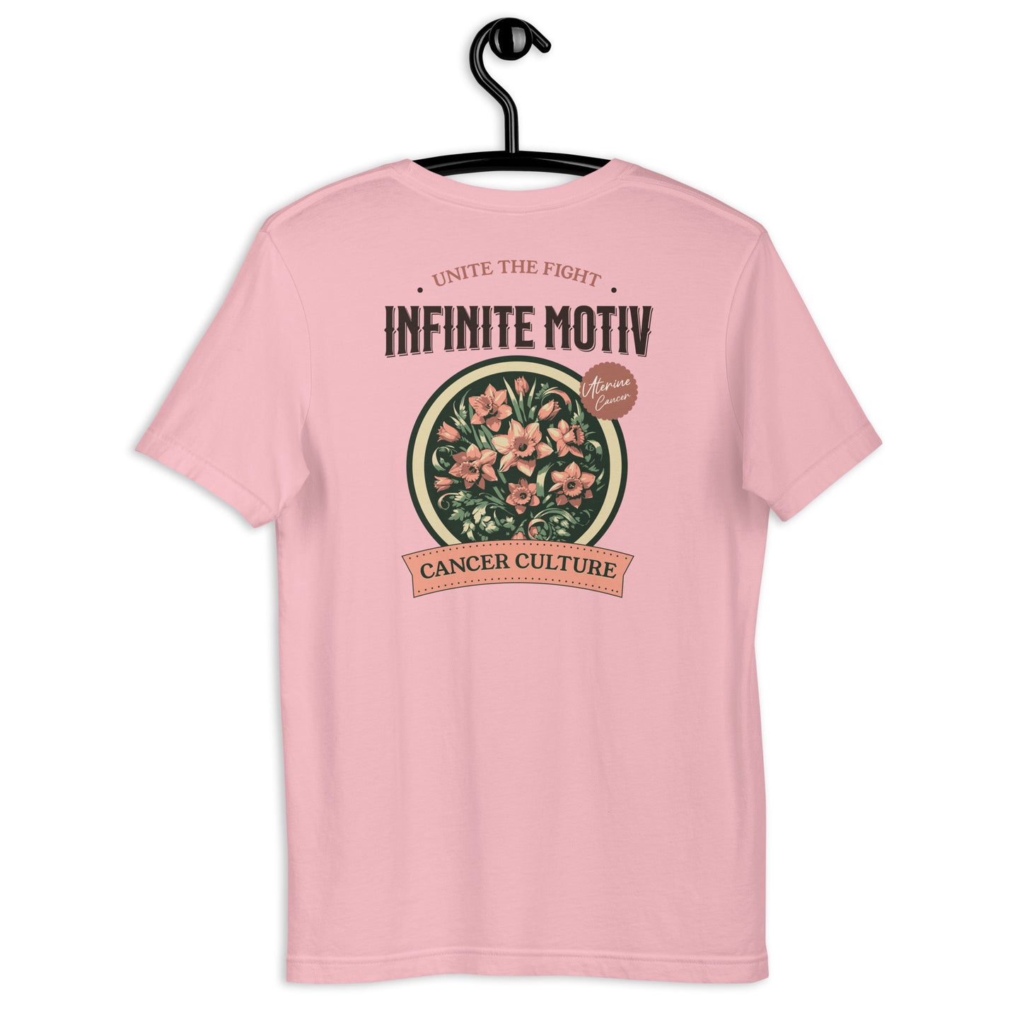 Unisex Uterine Cancer Flower Embroidered T-shirt