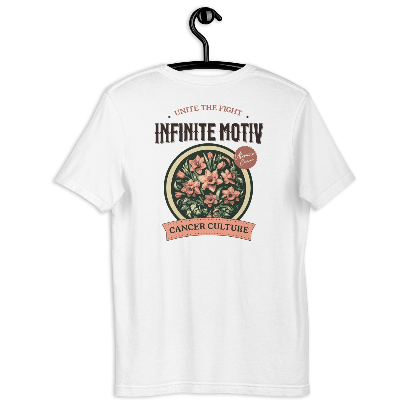 Unisex Uterine Cancer Flower Embroidered T-shirt
