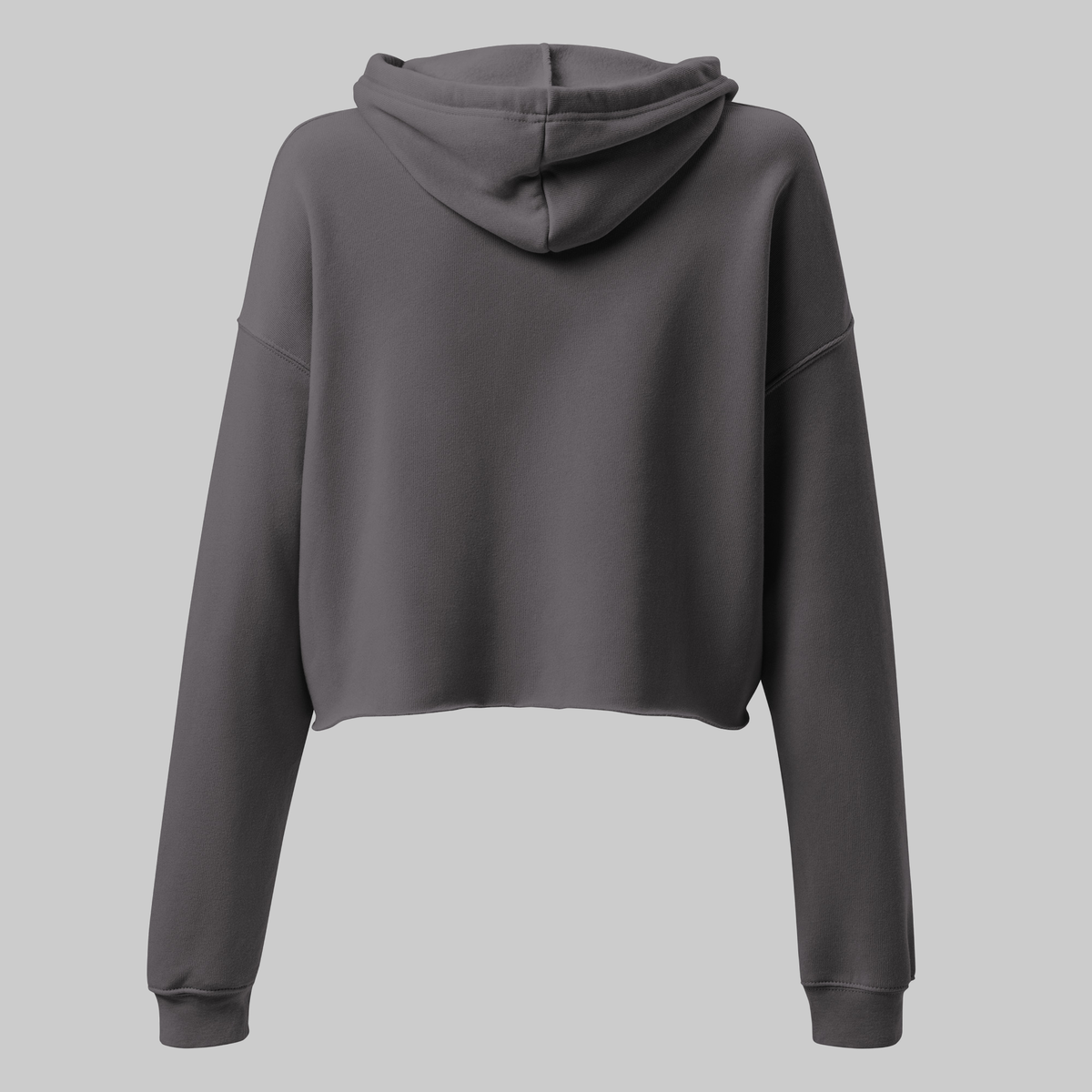 CancerCulture® Bloom Women's Crop Hoodie, Storm, back, plain back (print is on the front), flat product photo, studio gray background